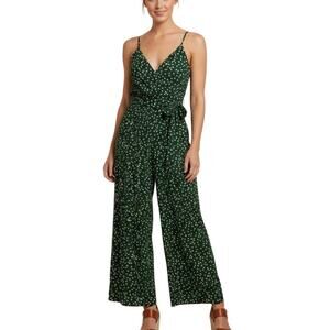 Kaileigh Rochelle Green Floral Knit Sleeveless Jumpsuit NWOT Size Large Petite